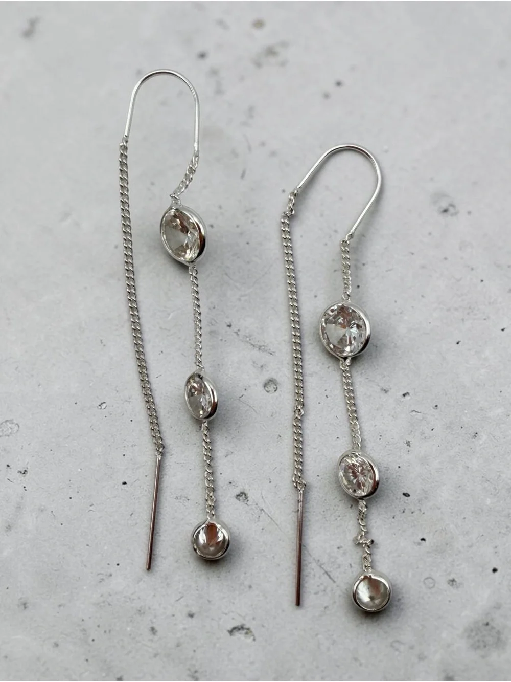 Vintage Avon NOS Crystal Earrings Set 3 Pairs Threader Studs Silver Tone New